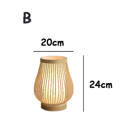 Lampe de Chevet en Bois et Abat-jour Tressé