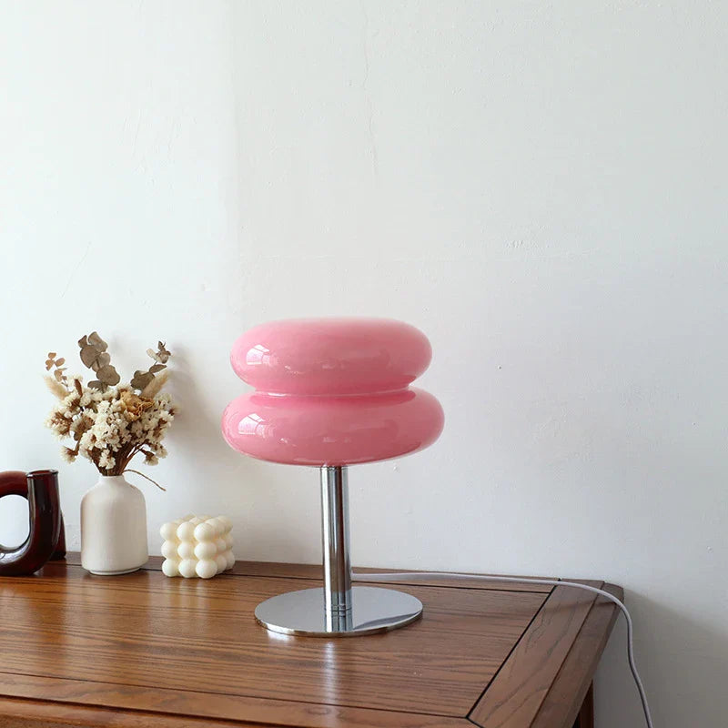 Lampe de chevet en verre macaron